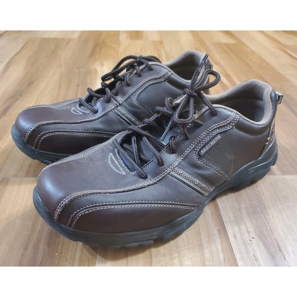 Skechers Shoes Mens 10 Relaxed Fit Leather Air Cooled Memory Foam Sneakers 65419